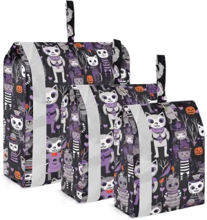 Halloween Cats Packing Cubes for Travel 3 Set Compression Travel Bags Luggage Packing Organizers for Travel Compression