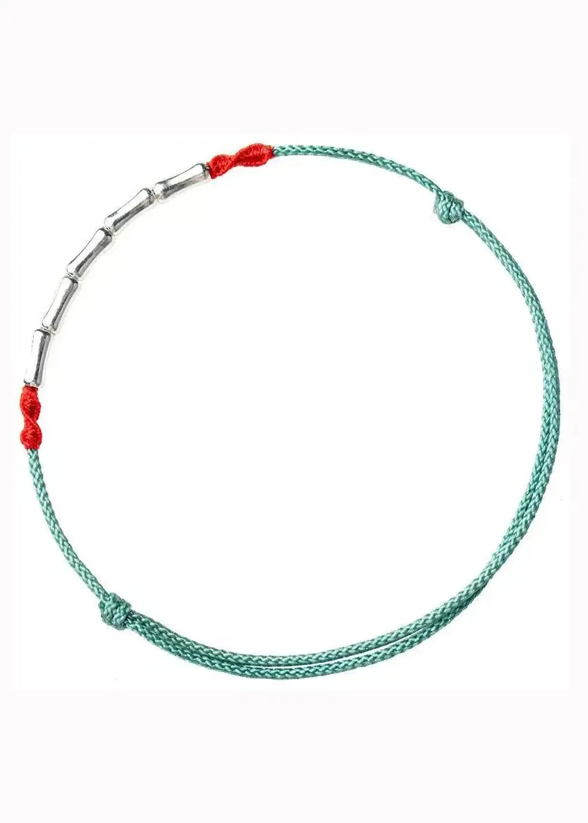 Handwoven Bamboo Joint Silver Good Luck Bracelet ML1274