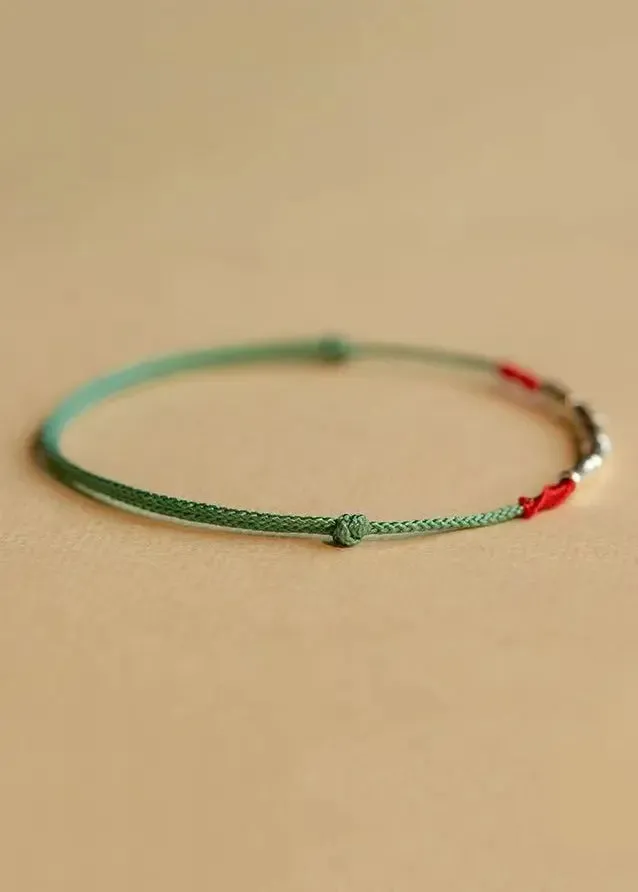 Handwoven Bamboo Joint Silver Good Luck Bracelet ML1274