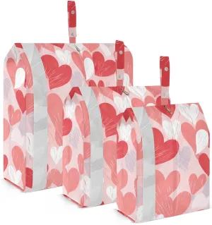 Heart Valentine's Day Packing Cubes for Travel 3 Set Packing Travel Organizer Cubes Suitcase Organizer Bags Set for Travel Compression