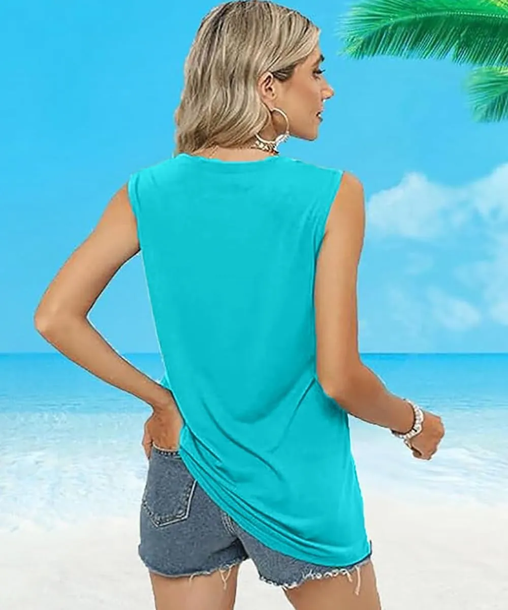 Here Comes The Sun Tank Tops Women Sunshine Graphic Sleeveless Vintage Travel Vacation Tops Summer Beach Shirts