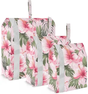 Hibiscus Florals Tropical Leaves Packing Cubes for Travel 3 Set Packing Cubes Compression Luggage Packing Organizers for Travel Compression