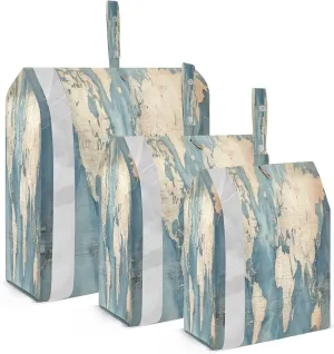 Historical World Map Blue Packing Cubes for Travel 3 Set Compression Travel Cubes Luggage Bags Organizer for Woman Man