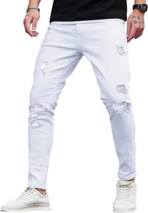 HUNGSON Skinny Jeans for Men Stretch Slim Fit Ripped Distressed