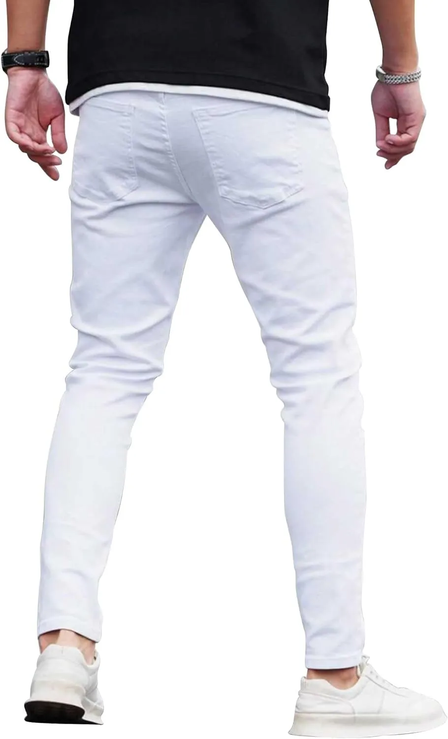 HUNGSON Skinny Jeans for Men Stretch Slim Fit Ripped Distressed
