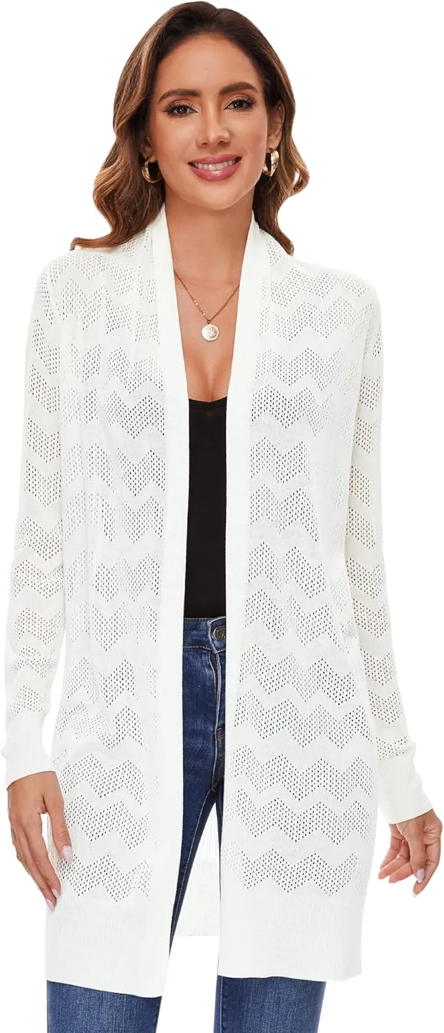 Huuloo Women's Open Front Long Shawl Cardigan Sweater with Pockets