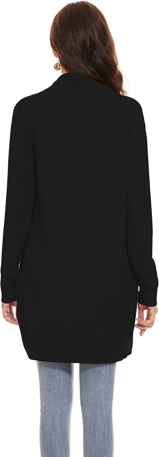 Huuloo Women's Open Front Long Shawl Cardigan Sweater with Pockets