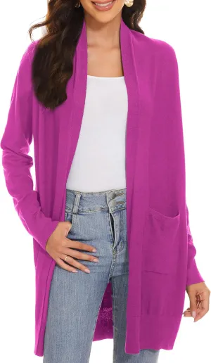 Huuloo Women's Open Front Long Shawl Cardigan Sweater with Pockets