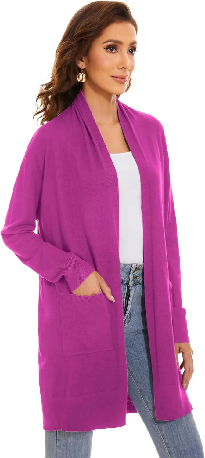 Huuloo Women's Open Front Long Shawl Cardigan Sweater with Pockets
