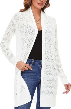 Huuloo Women's Open Front Long Shawl Cardigan Sweater with Pockets