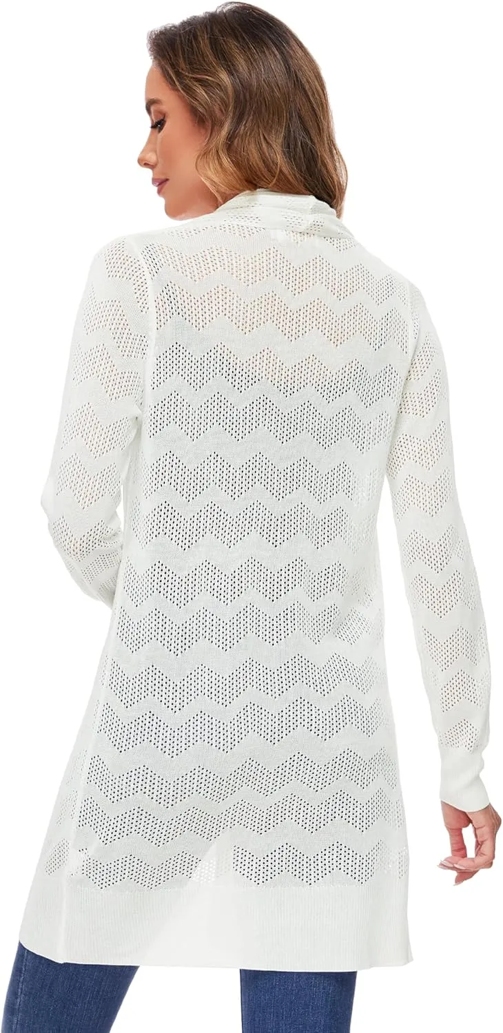 Huuloo Women's Open Front Long Shawl Cardigan Sweater with Pockets