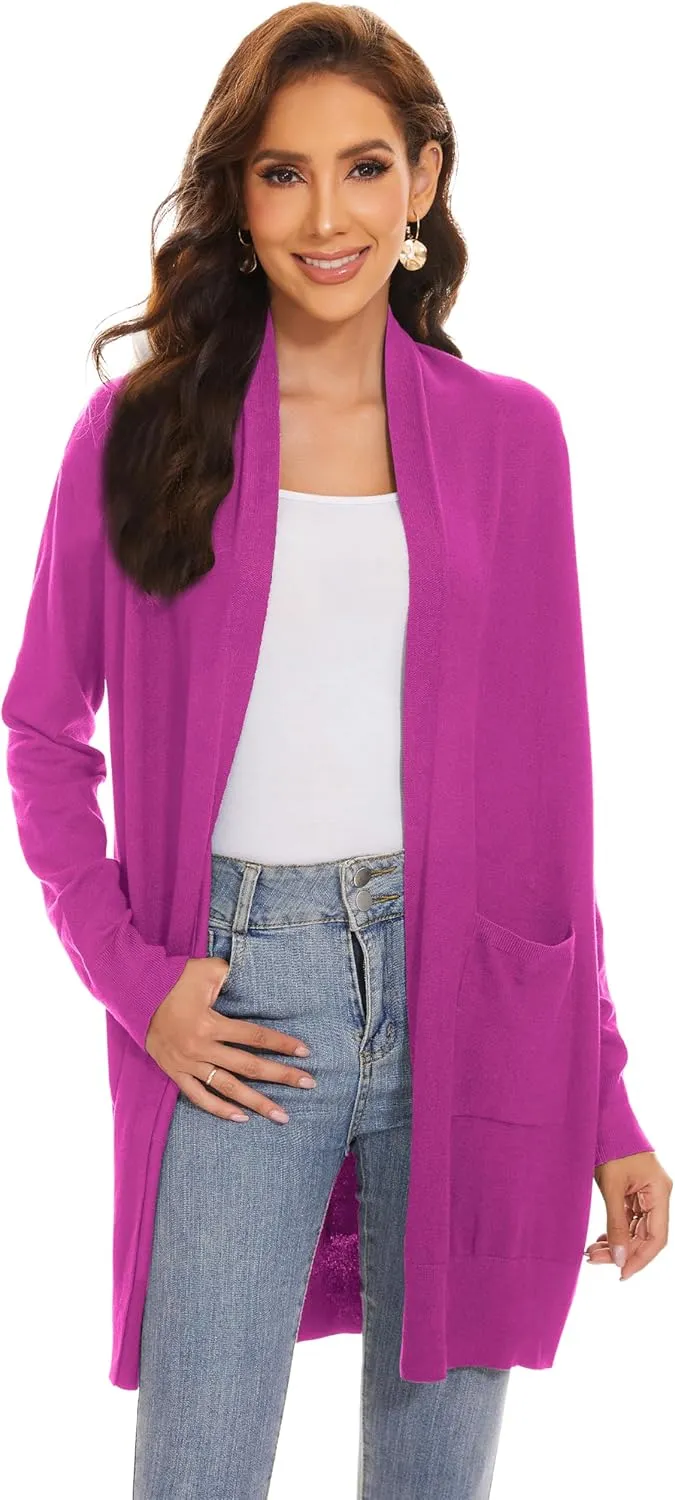 Huuloo Women's Open Front Long Shawl Cardigan Sweater with Pockets