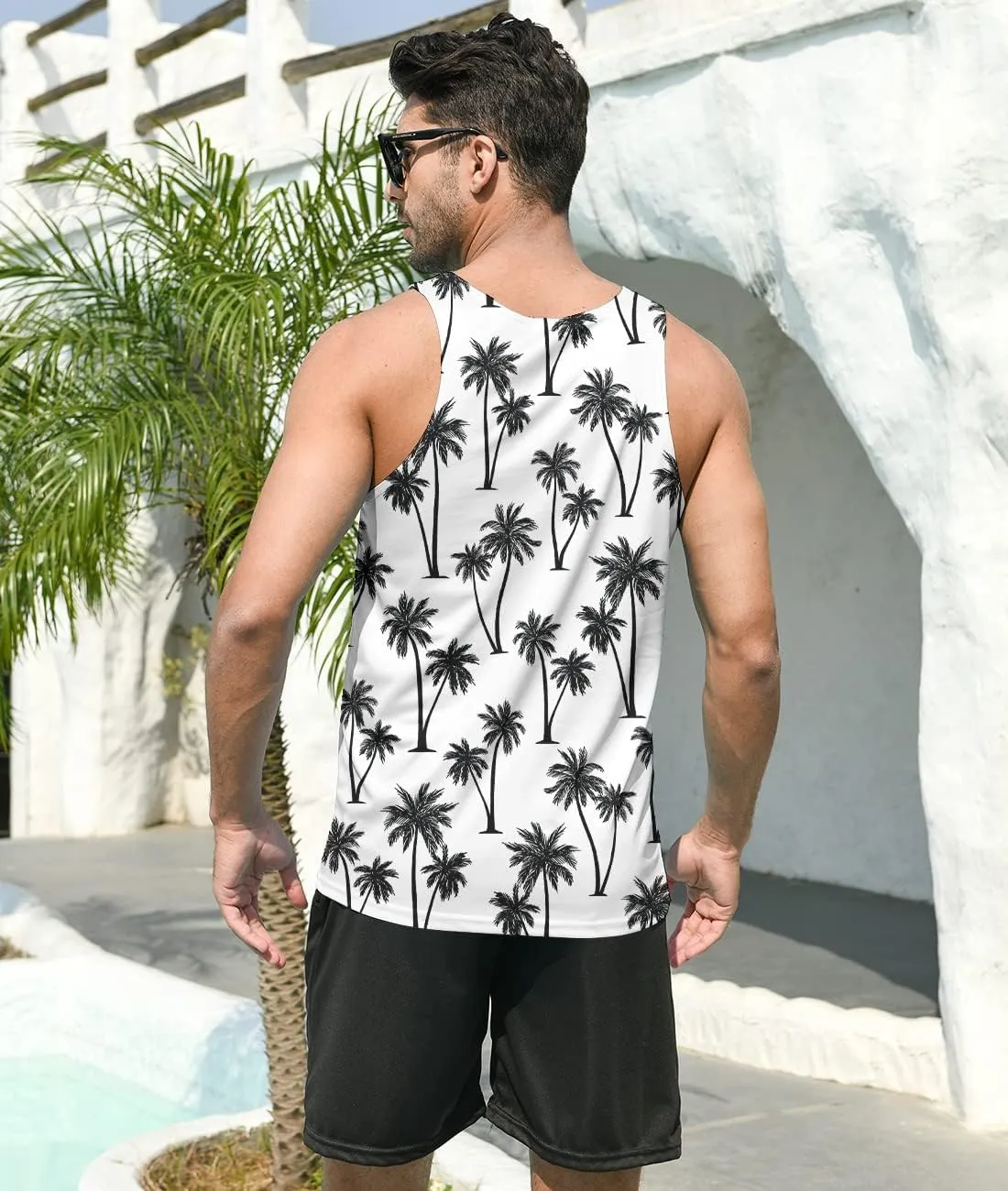 Idgreatim Mens Beach Tank Tops Fashion Graphic Quick Dry Sleeveless Shirt for Beach Workout S-XXL