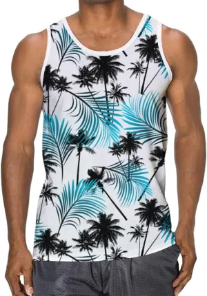Idgreatim Mens Beach Tank Tops Fashion Graphic Quick Dry Sleeveless Shirt for Beach Workout S-XXL