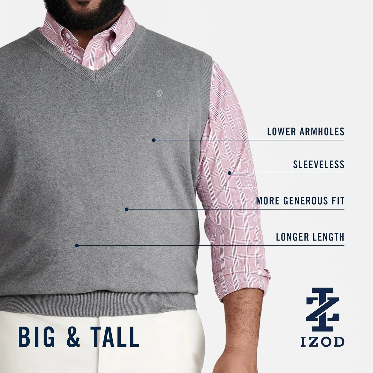 IZOD Men's Big and Tall Premium Essentials V-Neck Sweater Vest