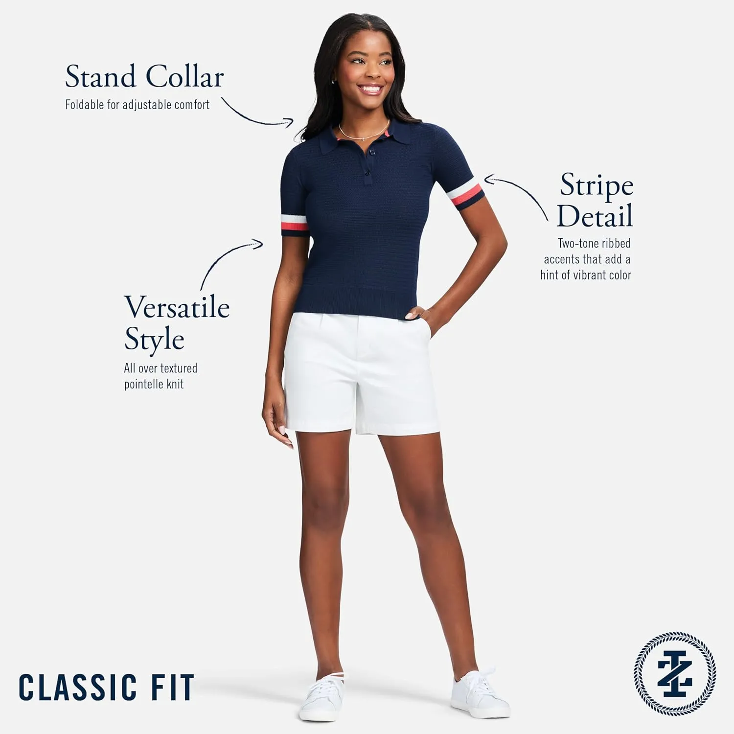 IZOD Women's Short Sleeve Sweater Performance Stretch Golf Collared Polo