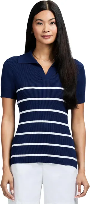 IZOD Women's Short Sleeve Sweater Performance Stretch Golf Collared Polo