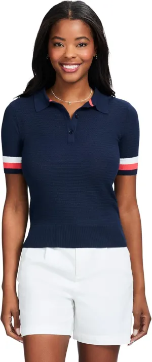 IZOD Women's Short Sleeve Sweater Performance Stretch Golf Collared Polo