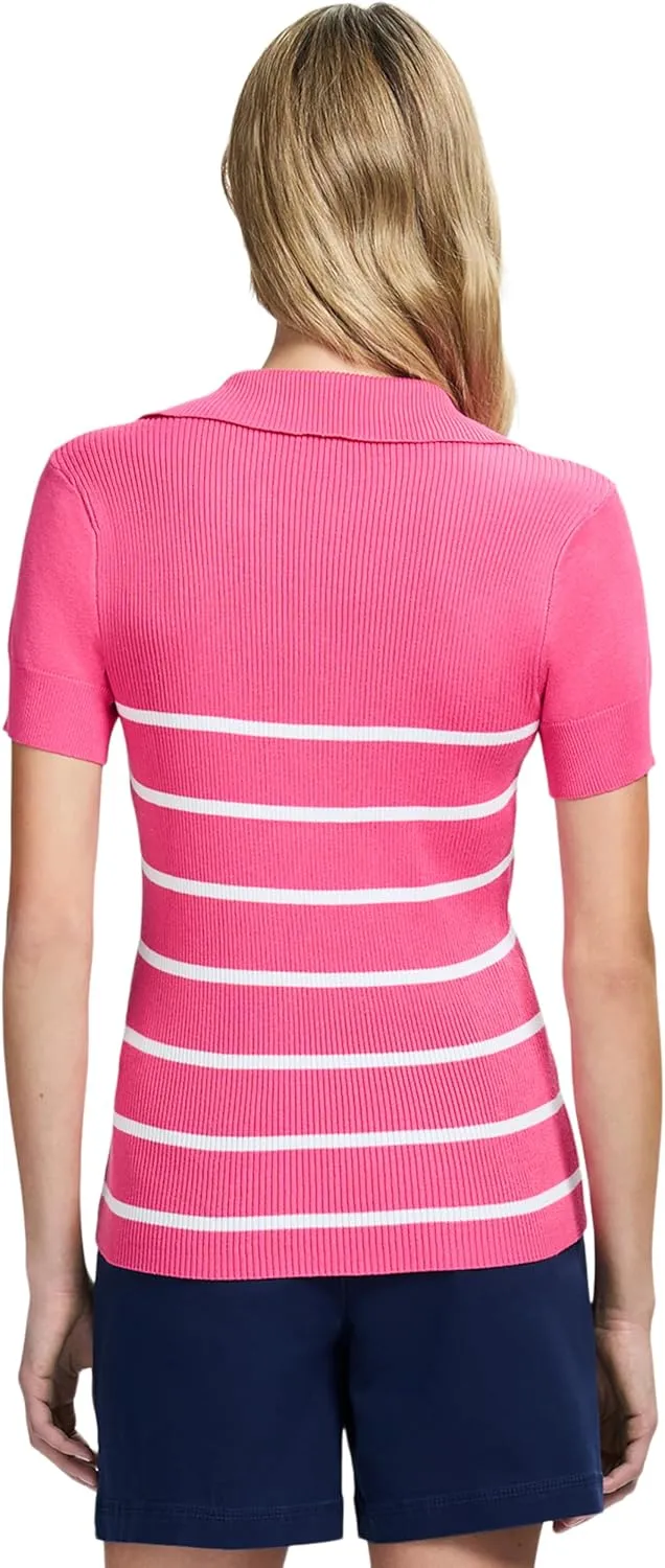 IZOD Women's Short Sleeve Sweater Performance Stretch Golf Collared Polo