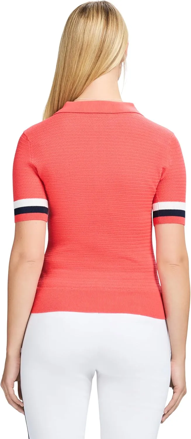 IZOD Women's Short Sleeve Sweater Performance Stretch Golf Collared Polo