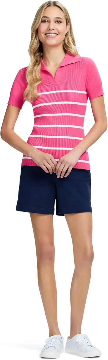 IZOD Women's Short Sleeve Sweater Performance Stretch Golf Collared Polo