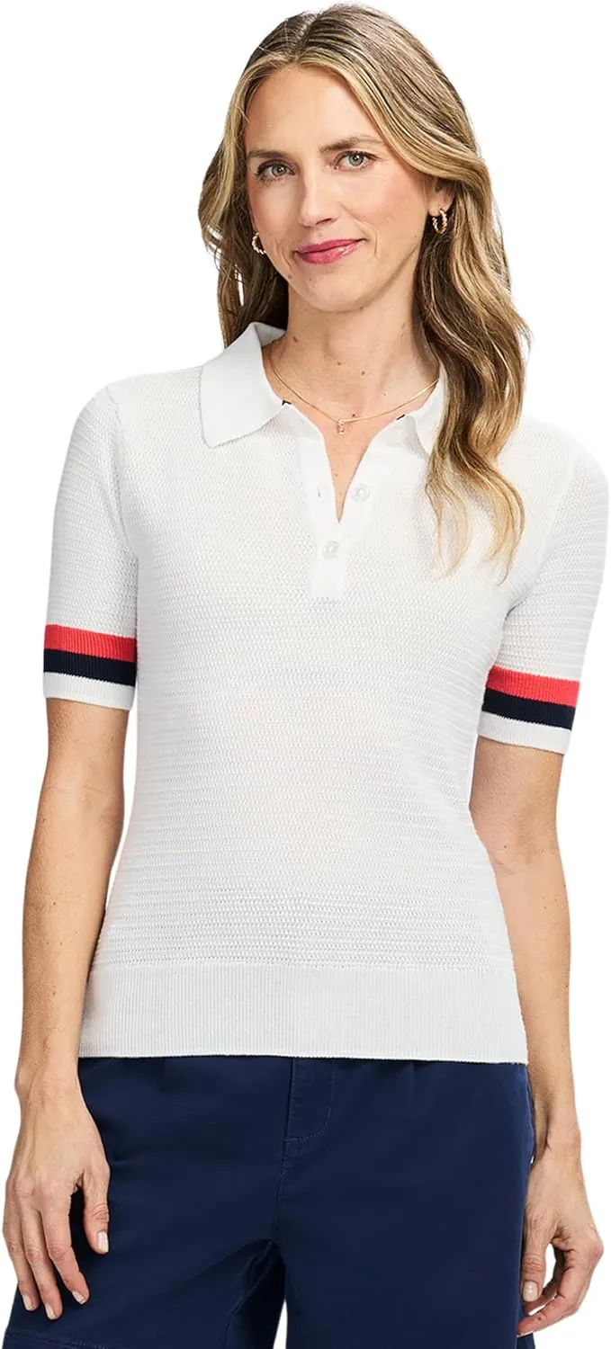 IZOD Women's Short Sleeve Sweater Performance Stretch Golf Collared Polo