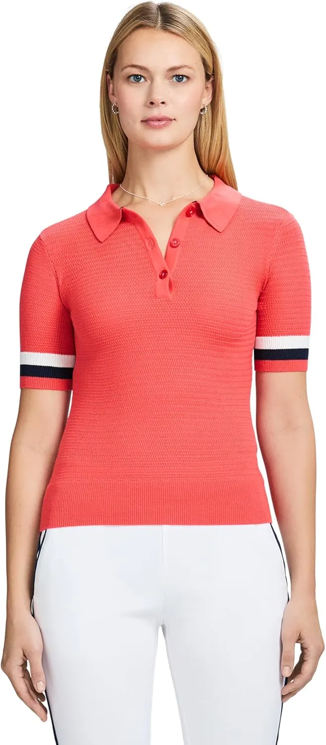 IZOD Women's Short Sleeve Sweater Performance Stretch Golf Collared Polo