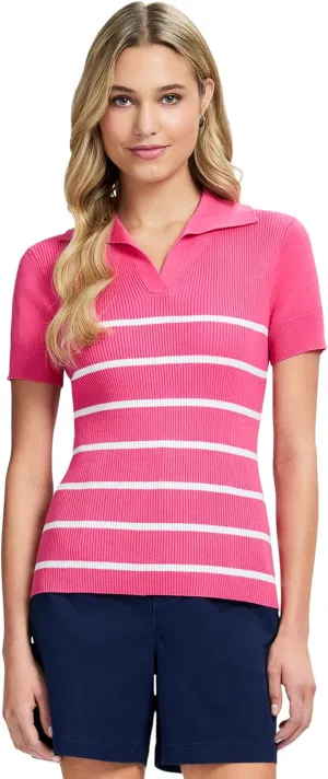 IZOD Women's Short Sleeve Sweater Performance Stretch Golf Collared Polo