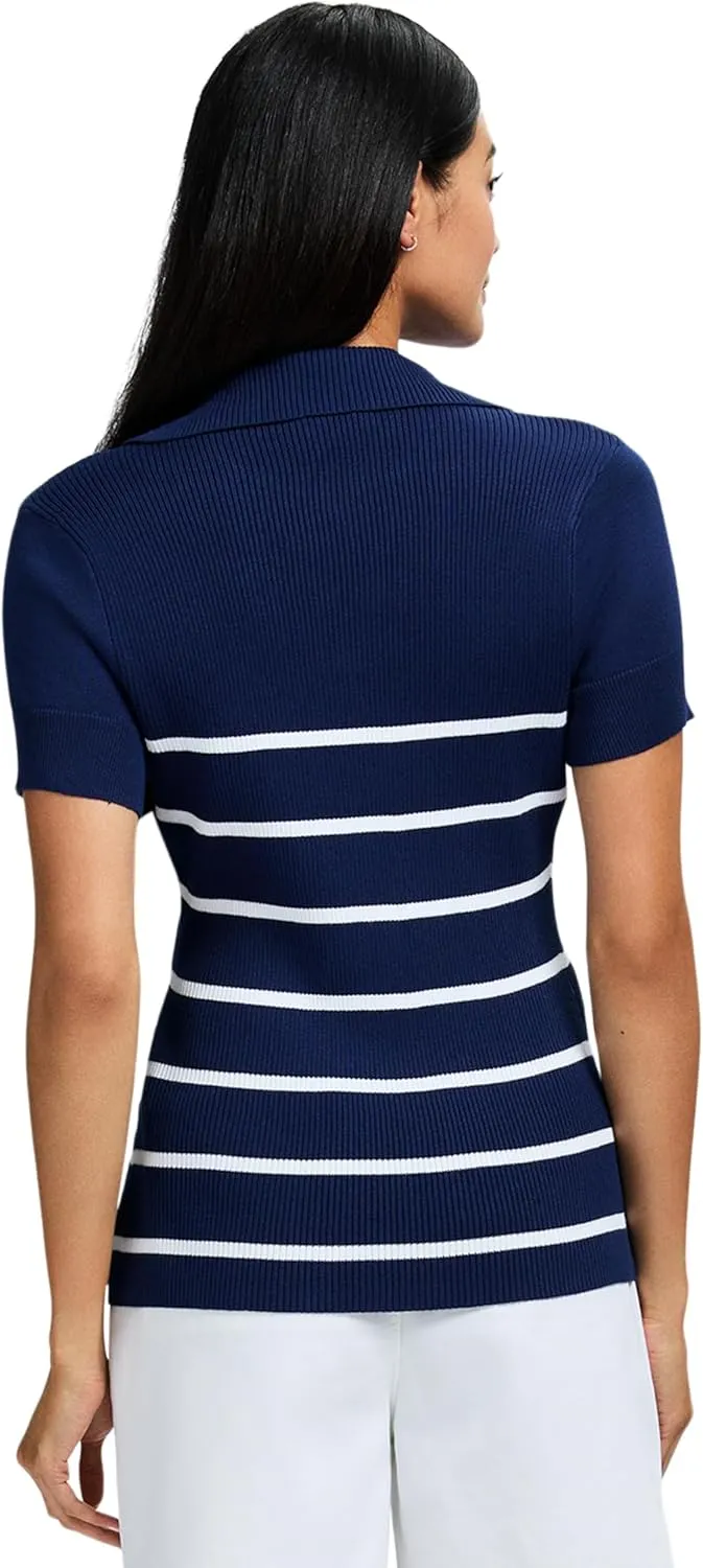 IZOD Women's Short Sleeve Sweater Performance Stretch Golf Collared Polo