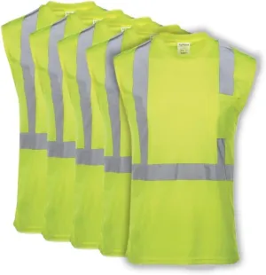 J. J. Keller & Associates, Inc. High Visibility T Shirt for Men, Sleeveless, ANSI Class 2 Type R, Chest Pocket, SAFEGEAR