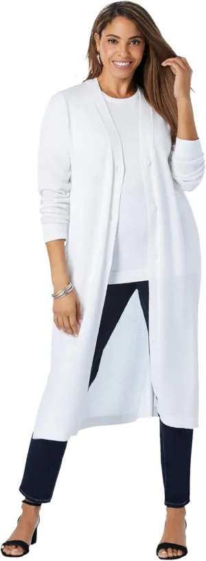 Jessica London Women's Plus Size Fine Gauge Duster Cardigan