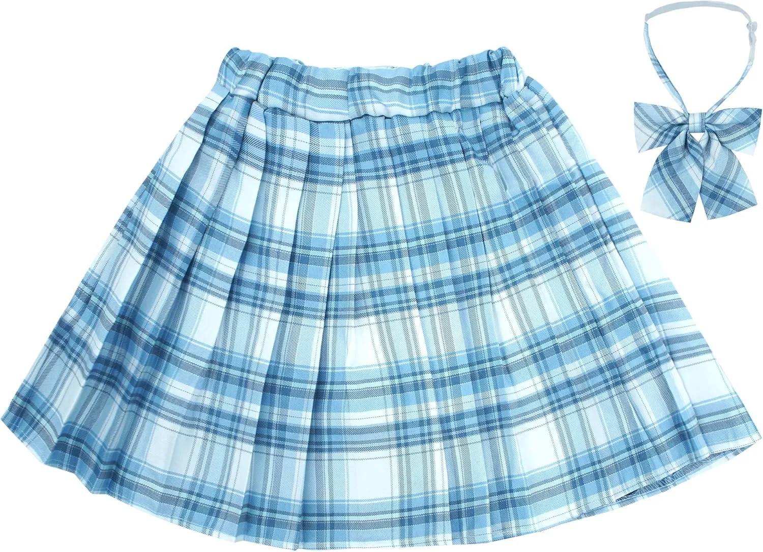 Kids Girls Pleated Plaid Skirt with Inner Shorts Elastic High Waist School Uniform Mini JK Skorts