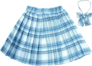 Kids Girls Pleated Plaid Skirt with Inner Shorts Elastic High Waist School Uniform Mini JK Skorts