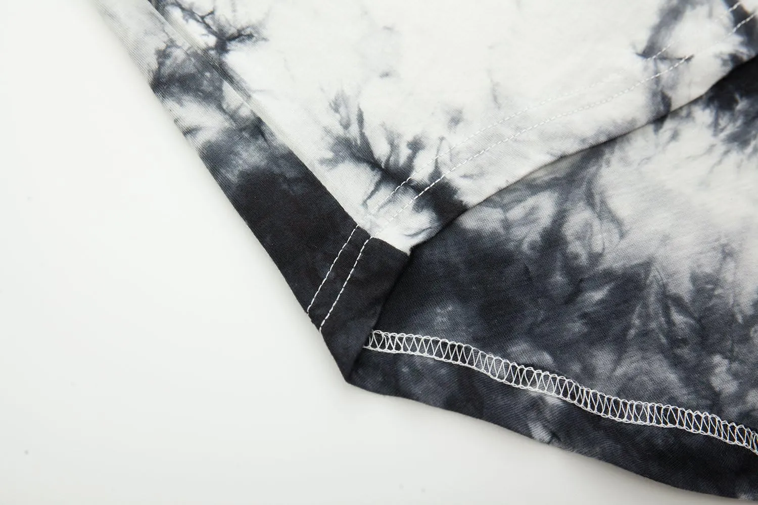 KLIEGOU Mens Hip Hop Tie-Dyed Hipster Curve Hem T Shirt