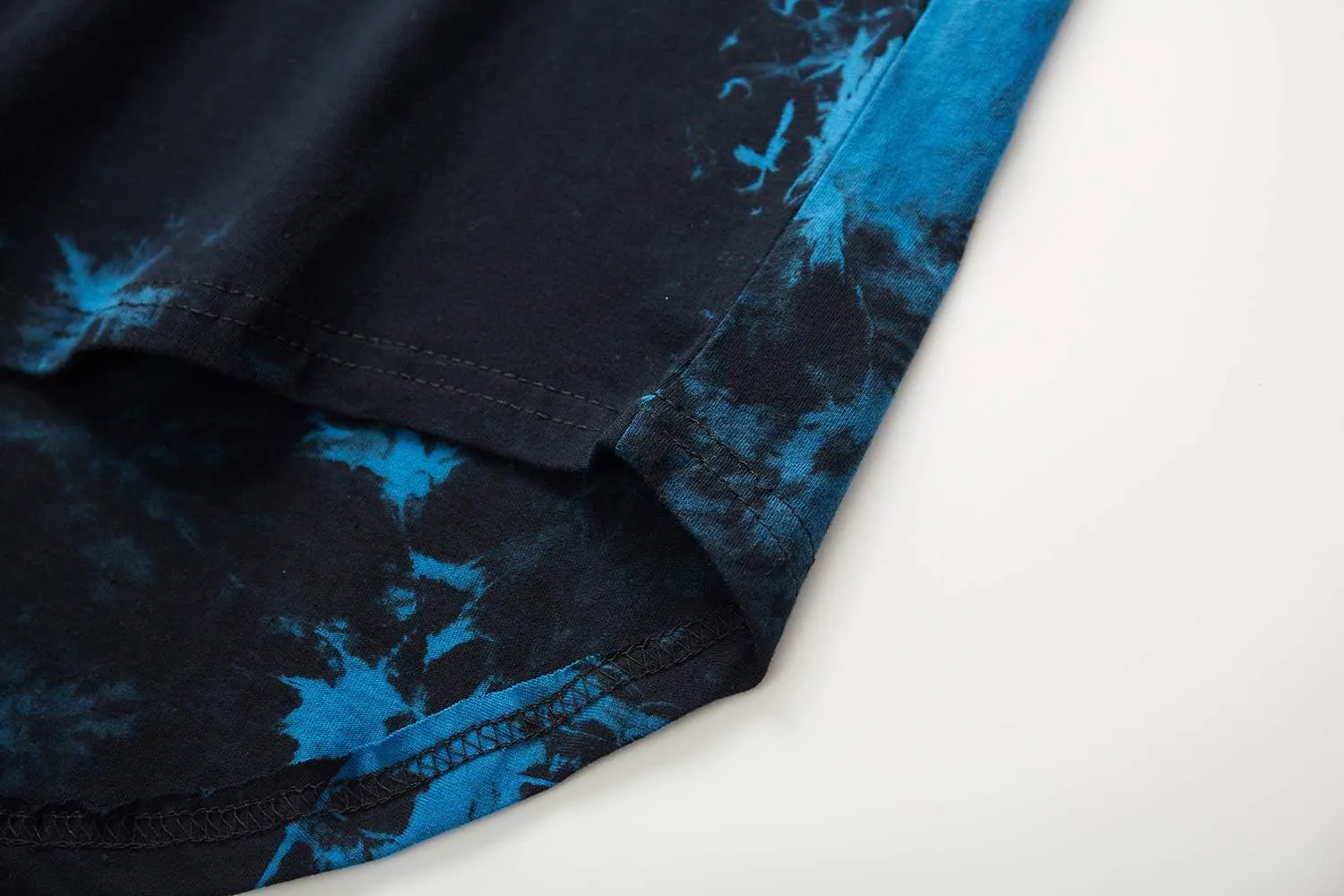 KLIEGOU Mens Hip Hop Tie-Dyed Hipster Curve Hem T Shirt