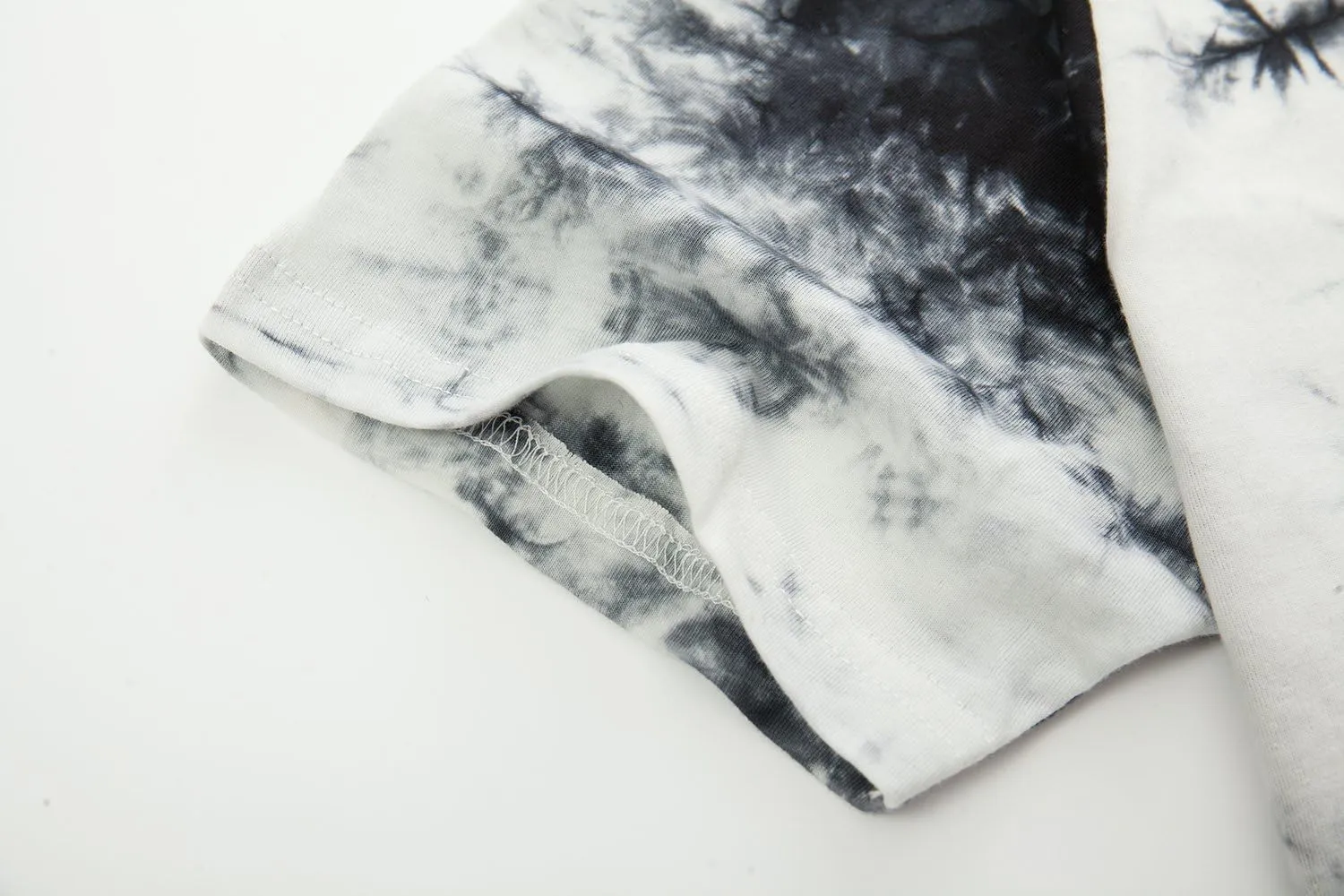 KLIEGOU Mens Hip Hop Tie-Dyed Hipster Curve Hem T Shirt