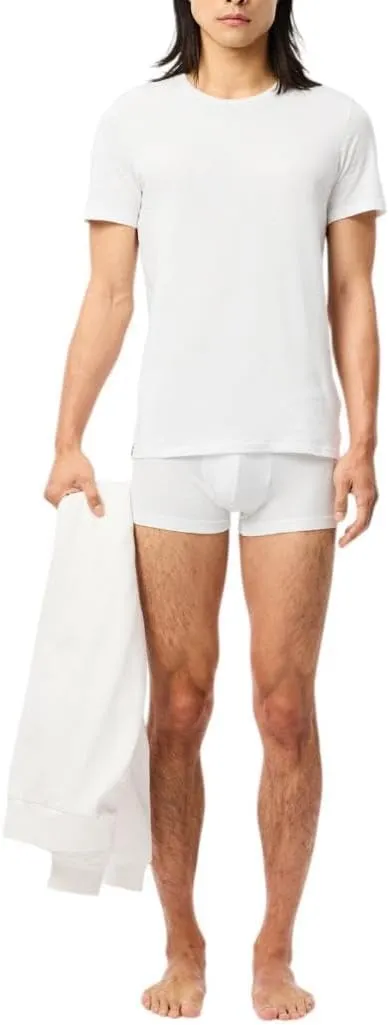 Lacoste Men's 100% Cotton Slim Fit Crew Neck Undershirt, 3-Pack