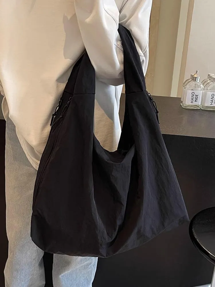 Large Capacity Work Tote Bag for Women Slouchy Nylon Hobo Shoulder Bag