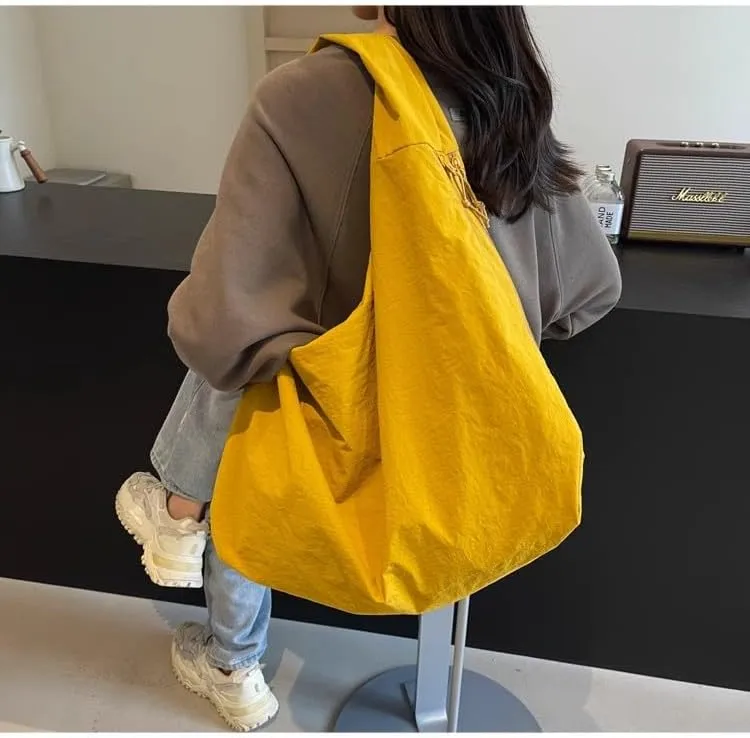 Large Capacity Work Tote Bag for Women Slouchy Nylon Hobo Shoulder Bag