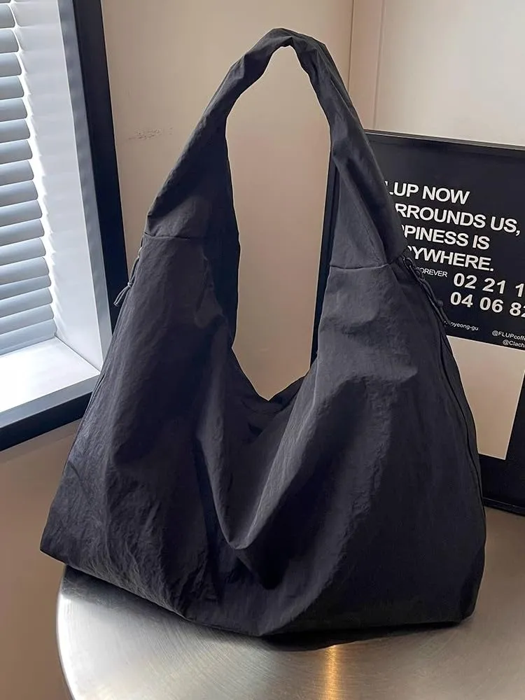 Large Capacity Work Tote Bag for Women Slouchy Nylon Hobo Shoulder Bag