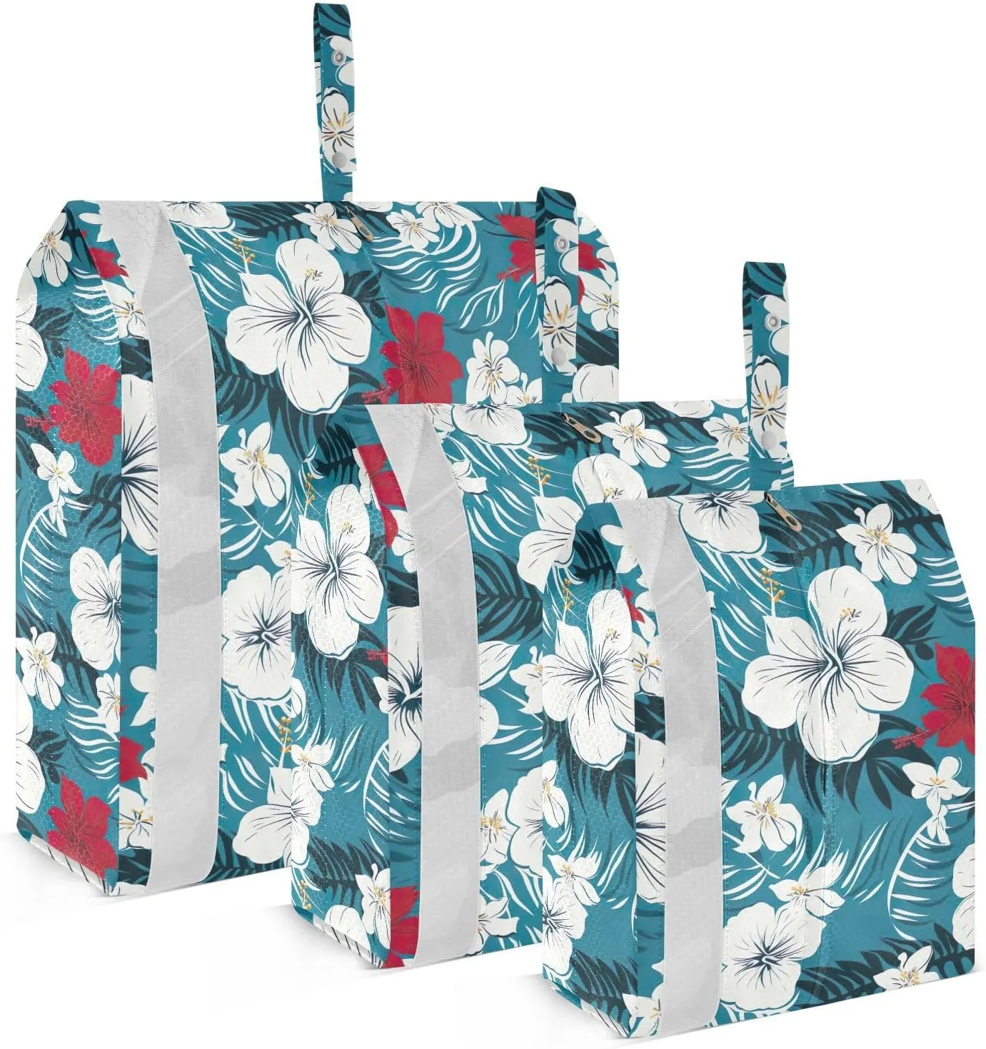 Leaf Tropical Hibiscus Florals Packing Cubes for Travel 3 Set Packing Cubes Compression Suitcase Organizer for Travel