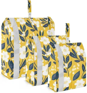 Lemons Flowers Packing Cubes for Travel 3 Set Compressible Packing Cubes Luggage Bags Organizer for Packing