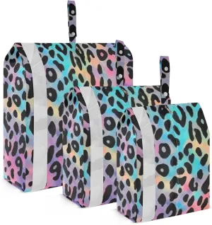Leopard Rainbow Colorful Packing Cubes for Travel 3 Set Packing Cubes Compression Suitcase Organizer for Travel Essentials