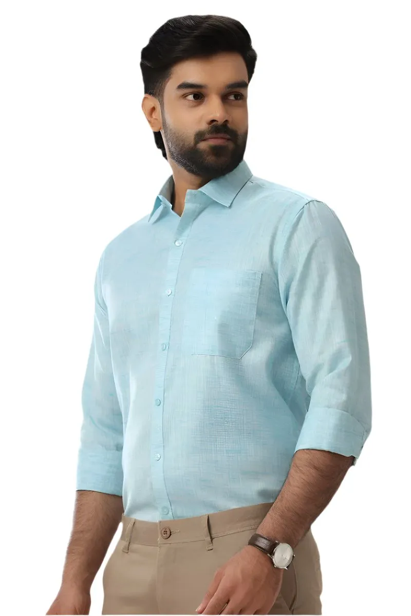 Linen Feel - Sky Blue Formal Shirts For Men | Ariser