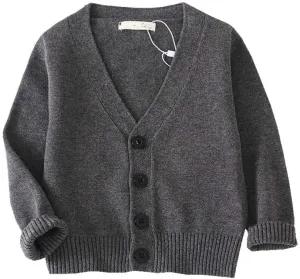 LNICEAR Baby Boys Girls V-Neck Casual Cardigan Sweaters Long Sleeve Button Cotton Solid Color Uniform Knit Tops Outwear