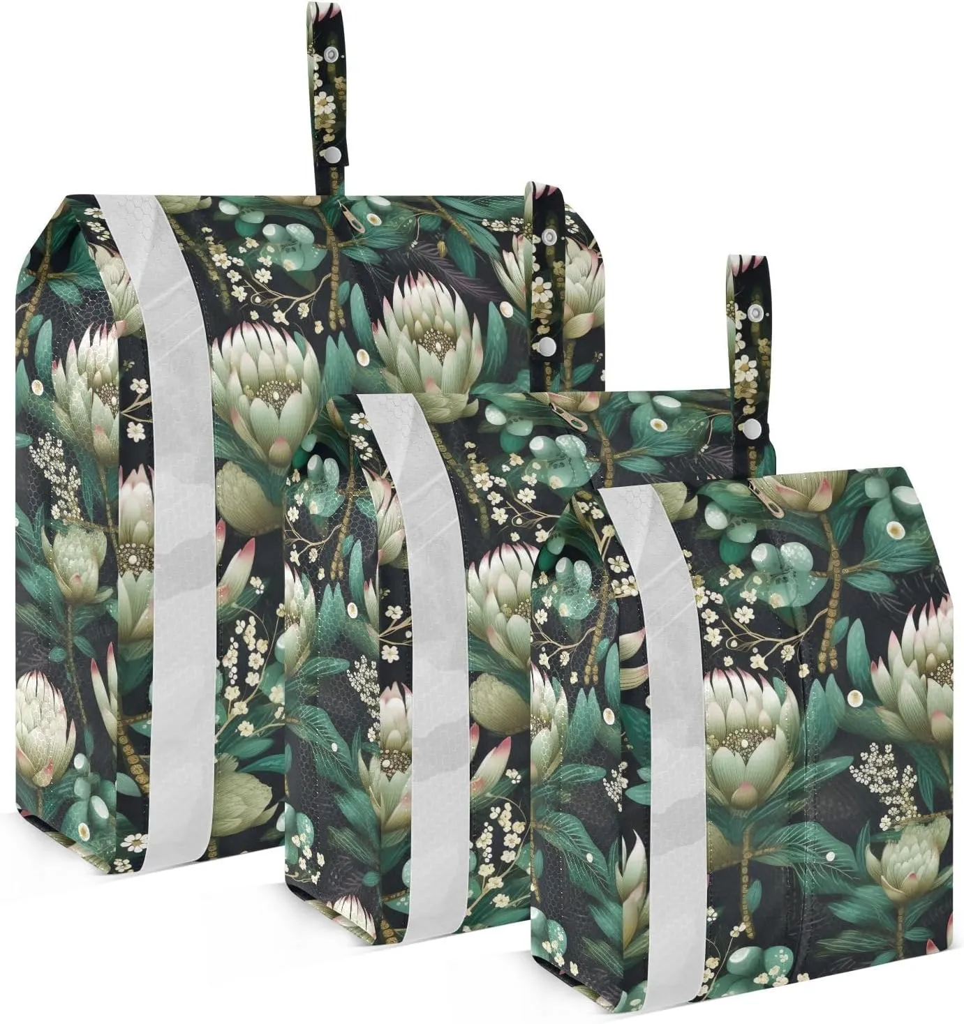Lotus Flower Green Leaves Packing Cubes for Travel 3 Set Packing Essentials Luggage Organizers for Woman Man