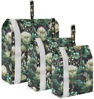 Lotus Flower Green Leaves Packing Cubes for Travel 3 Set Packing Essentials Luggage Organizers for Woman Man