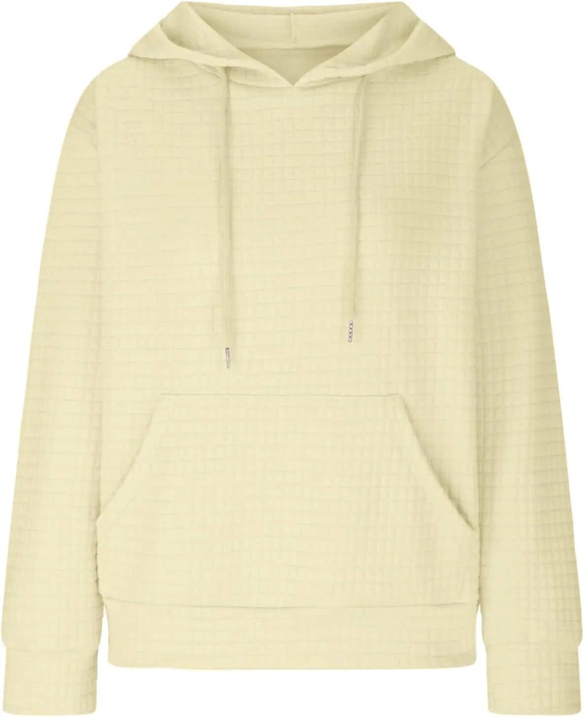 LRMQS Hoodies for Women Trendy Fall Fashion 2024 Waffle Knit Drawstring Pullover Sweatshirts Loose Fit Casual Cute Clothes