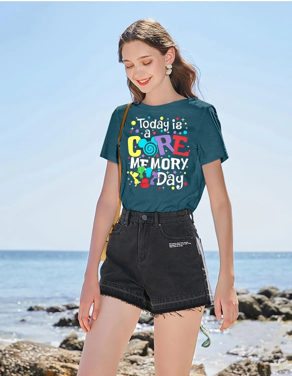 Magical Shirt for Women Funny Today is A Core Memory Day Letter Print T Shirts Cute Family Vacation Graphic Tee Tops