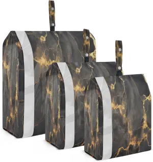 Marble Black Golden Packing Cubes for Travel 3 Set Large Packing Cubes Luggage Bags for Packing